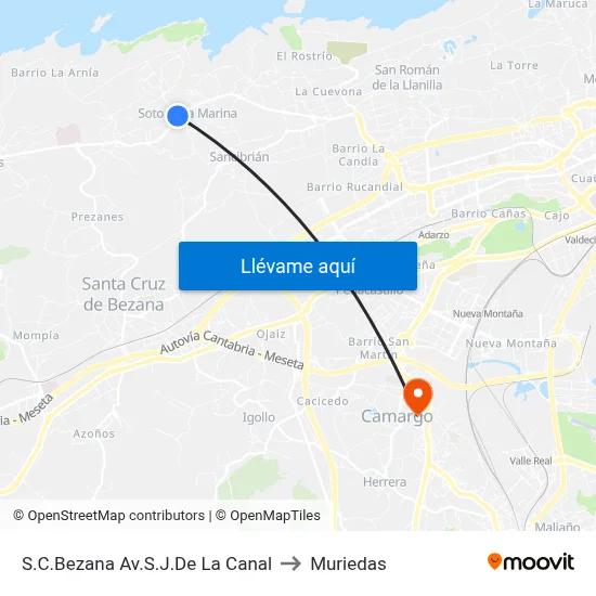 S.C.Bezana Av.S.J.De La Canal to Muriedas map