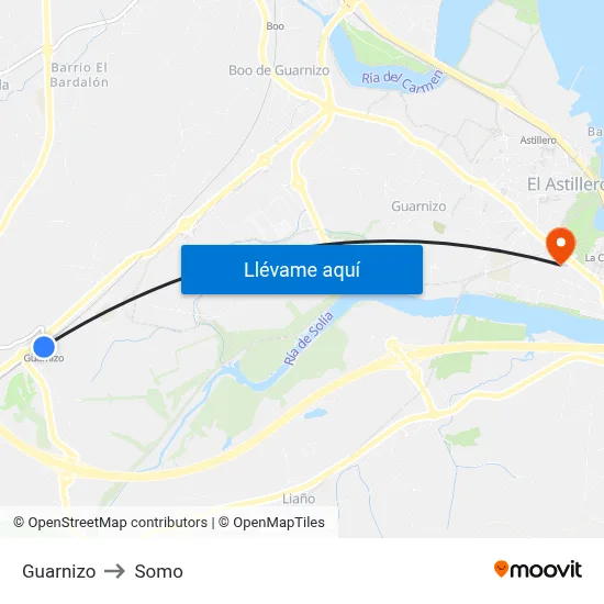Guarnizo to Somo map