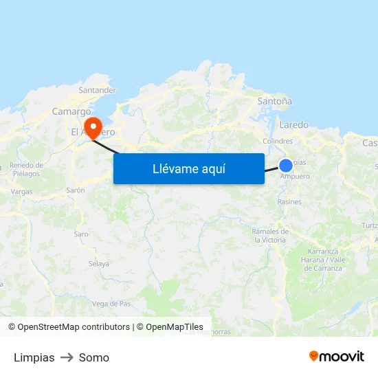 Limpias to Somo map
