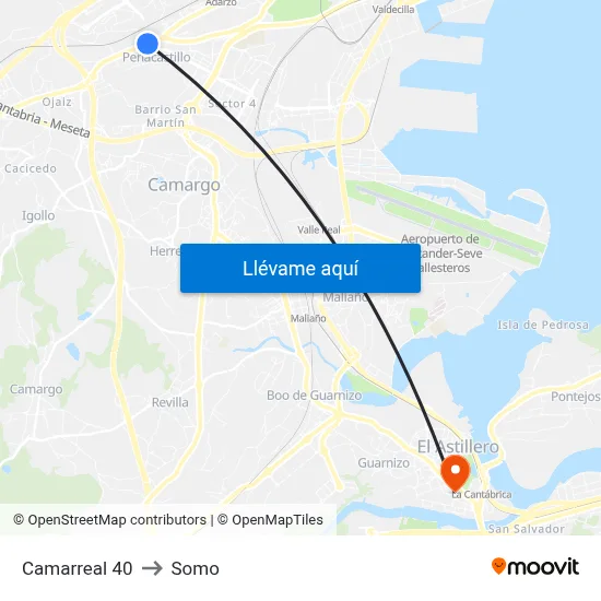 Camarreal 40 to Somo map