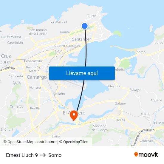 Ernest Lluch 9 to Somo map