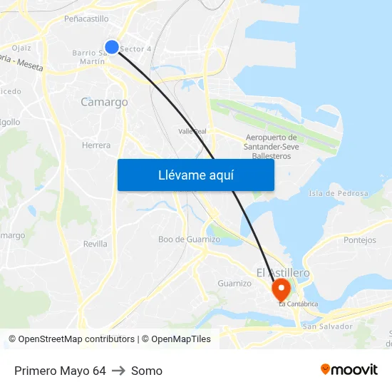 Primero Mayo 64 to Somo map
