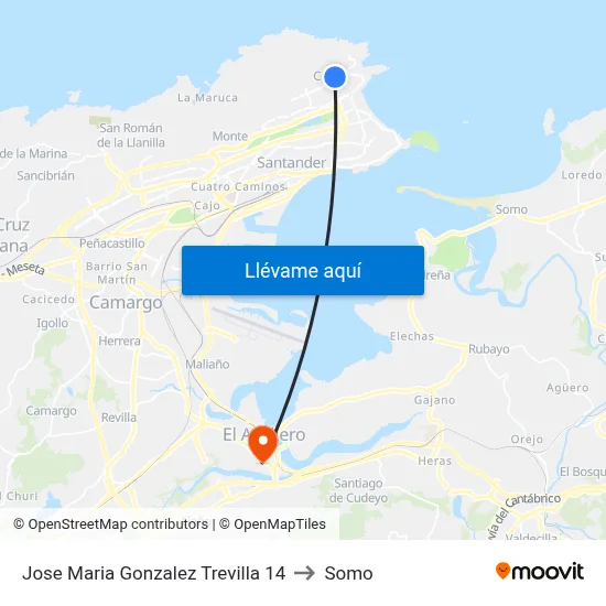 Jose Maria Gonzalez Trevilla 14 to Somo map