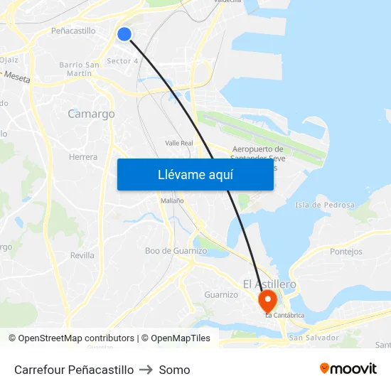 Carrefour Peñacastillo to Somo map