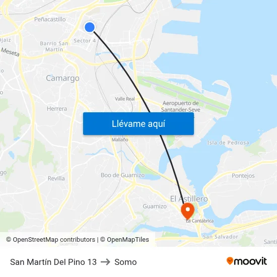 San Martín Del Pino 13 to Somo map