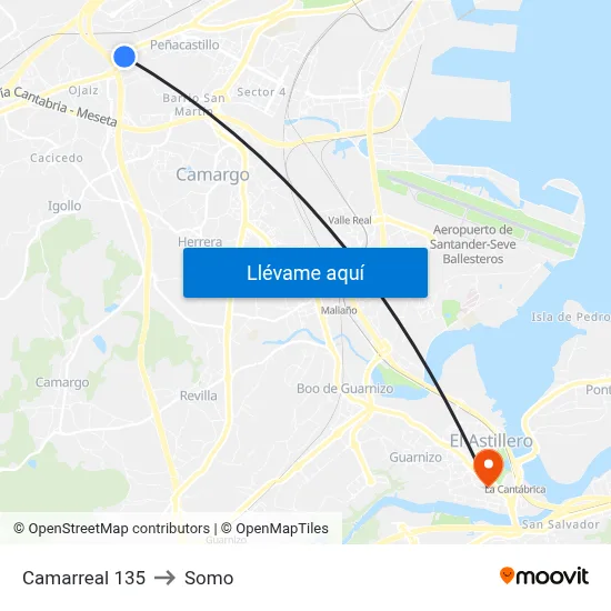 Camarreal 135 to Somo map