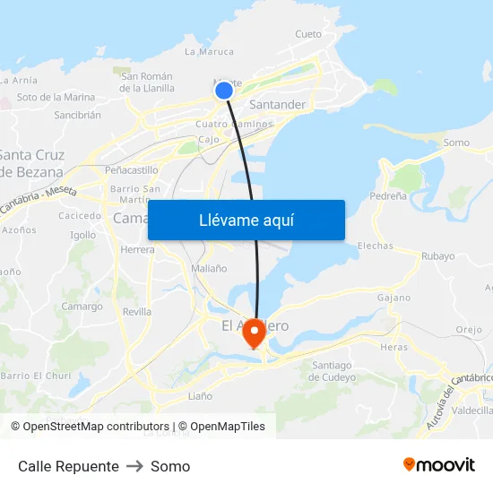 Calle Repuente to Somo map