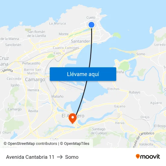 Avenida Cantabria 11 to Somo map