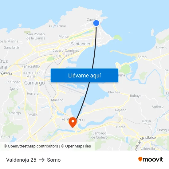 Valdenoja 25 to Somo map