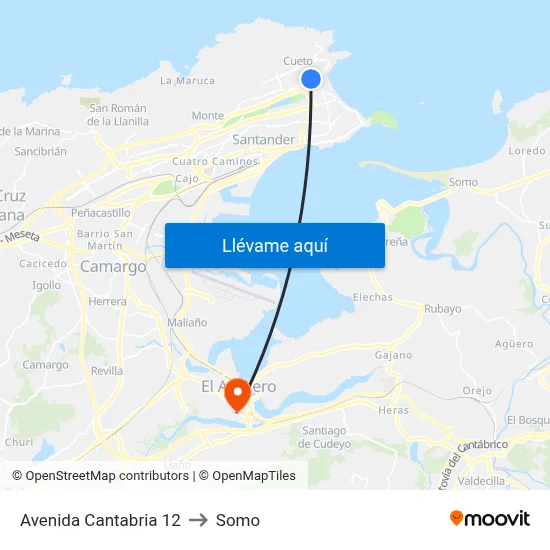 Avenida Cantabria 12 to Somo map