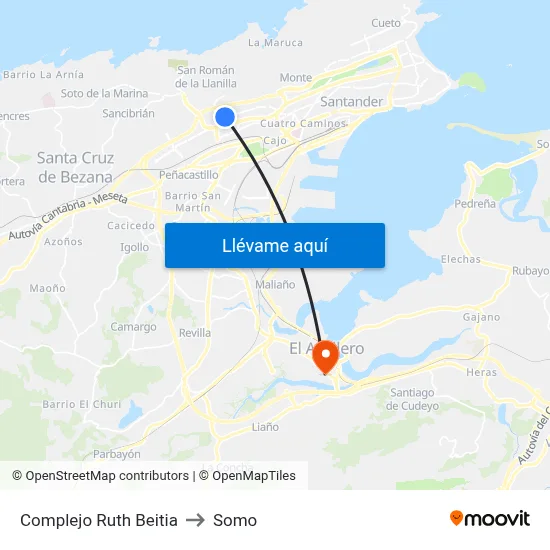 Complejo Ruth Beitia to Somo map