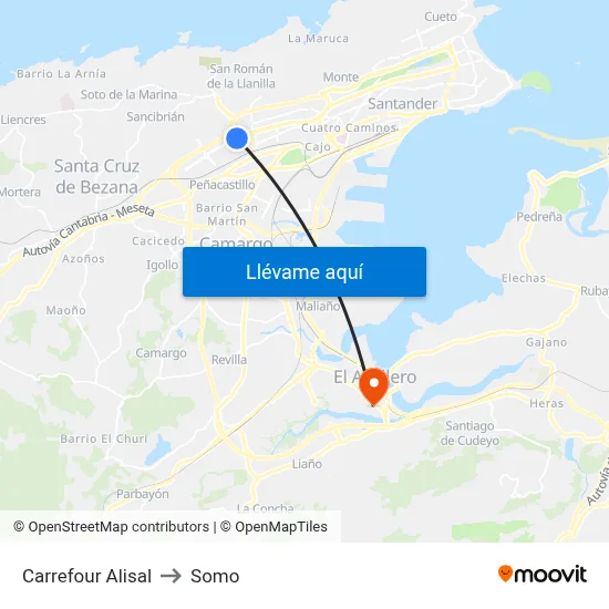 Carrefour Alisal to Somo map