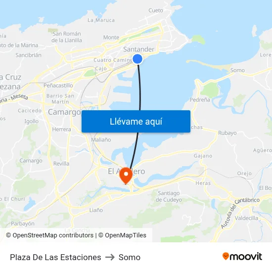 Plaza De Las Estaciones to Somo map