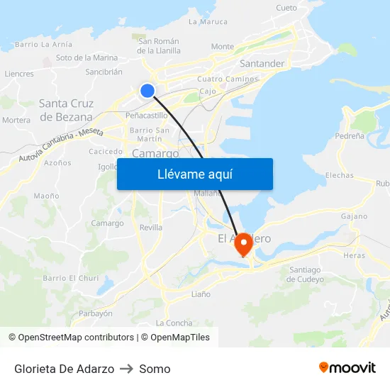 Glorieta De Adarzo to Somo map