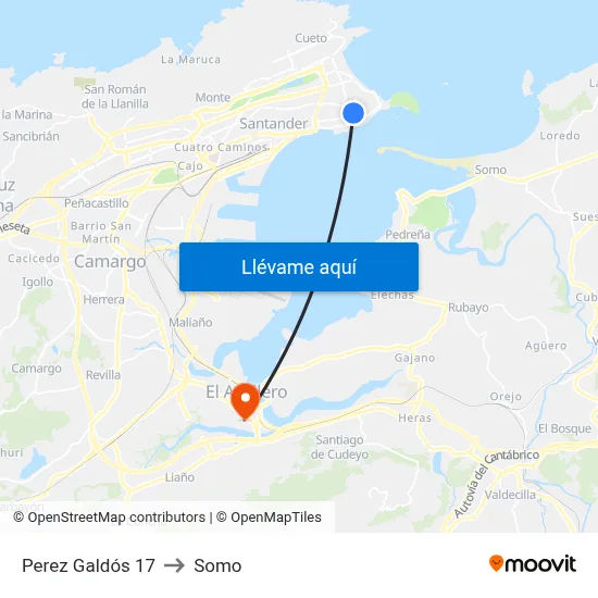 Perez Galdós 17 to Somo map