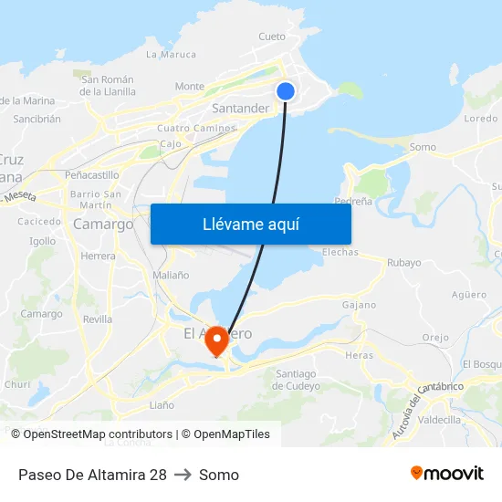 Paseo De Altamira 28 to Somo map