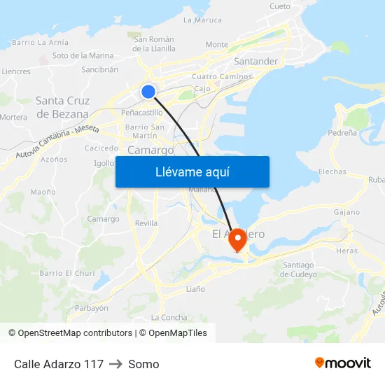 Calle Adarzo 117 to Somo map