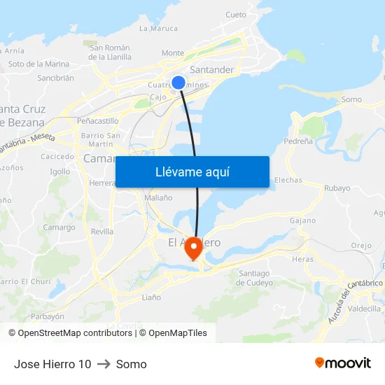 Jose Hierro 10 to Somo map