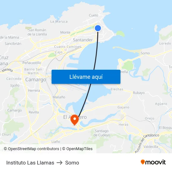 Instituto Las Llamas to Somo map