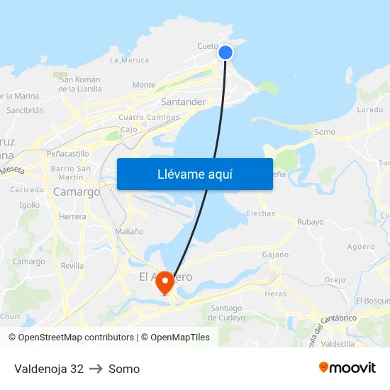 Valdenoja 32 to Somo map