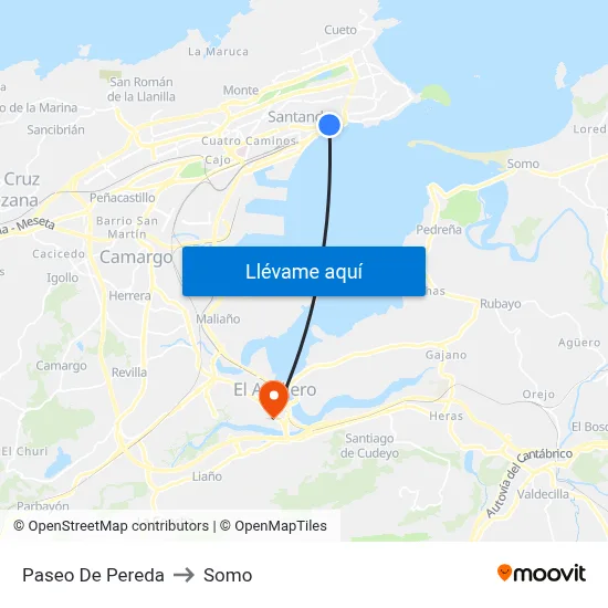 Paseo De Pereda to Somo map