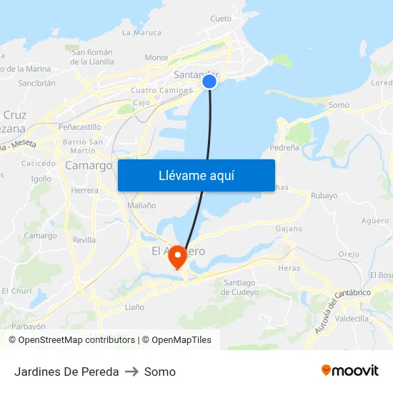 Jardines De Pereda to Somo map