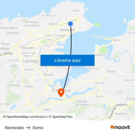 Rectorado to Somo map