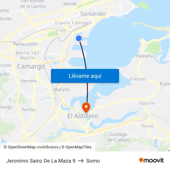 Jeronimo Sainz De La Maza 9 to Somo map