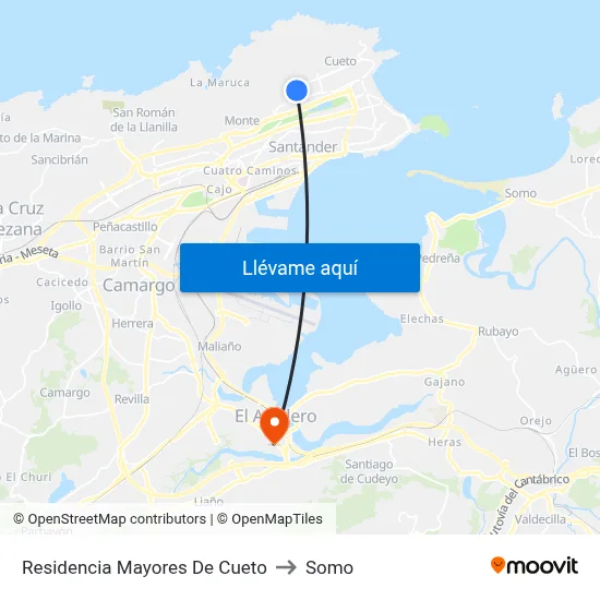 Residencia Mayores De Cueto to Somo map