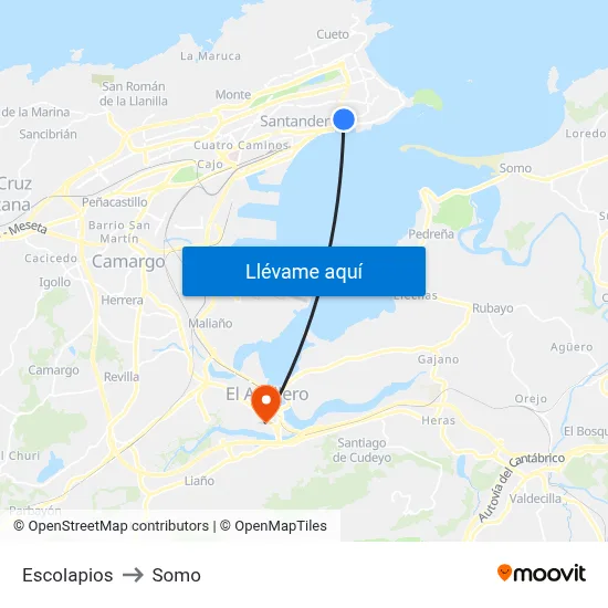 Escolapios to Somo map
