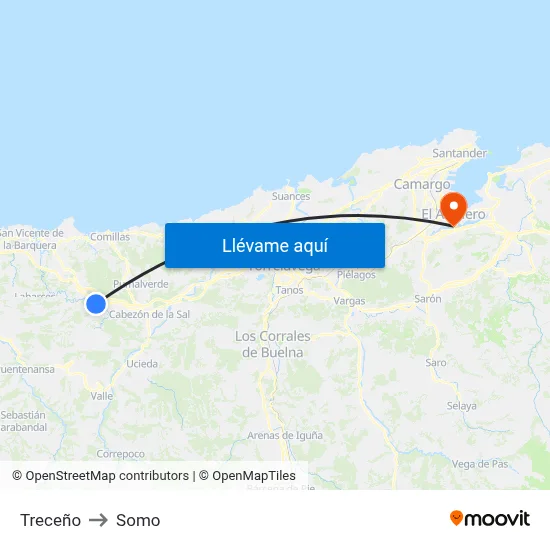 Treceño to Somo map