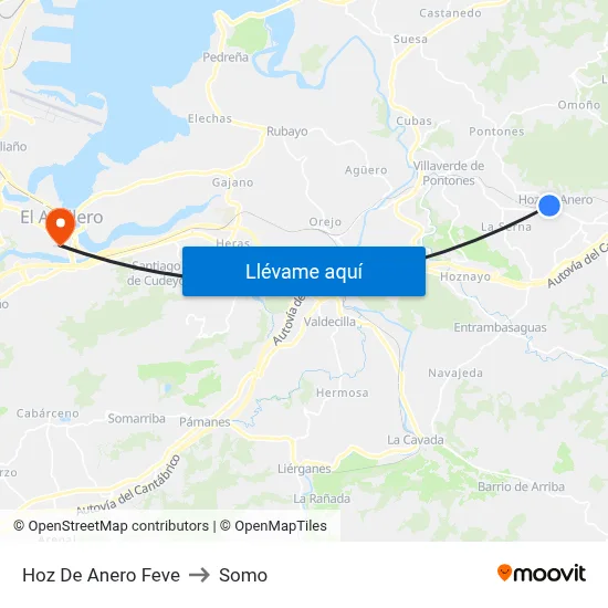 Hoz De Anero Feve to Somo map
