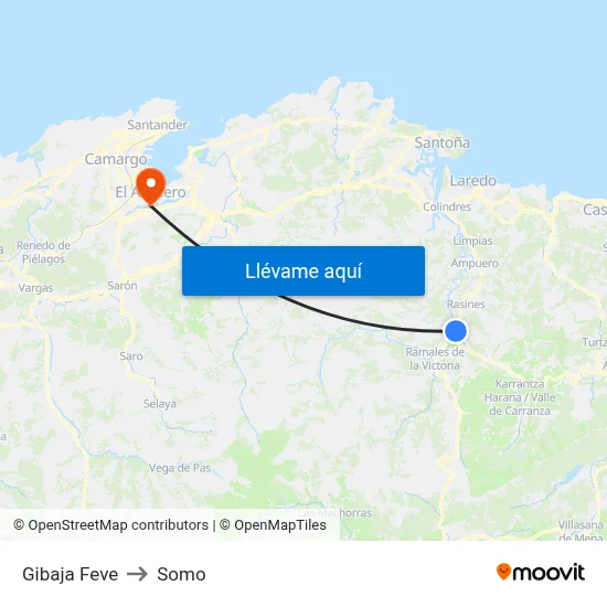 Gibaja Feve to Somo map