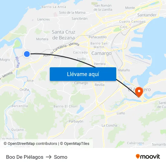 Boo De Piélagos to Somo map