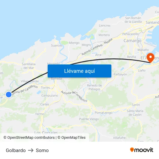 Golbardo to Somo map