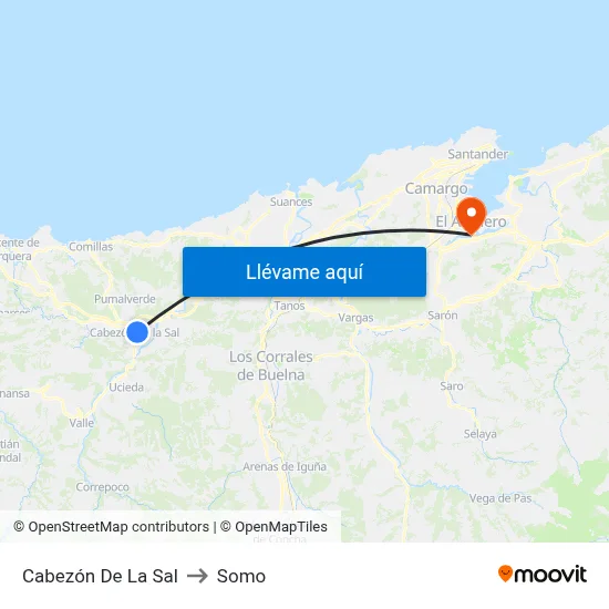 Cabezón De La Sal to Somo map