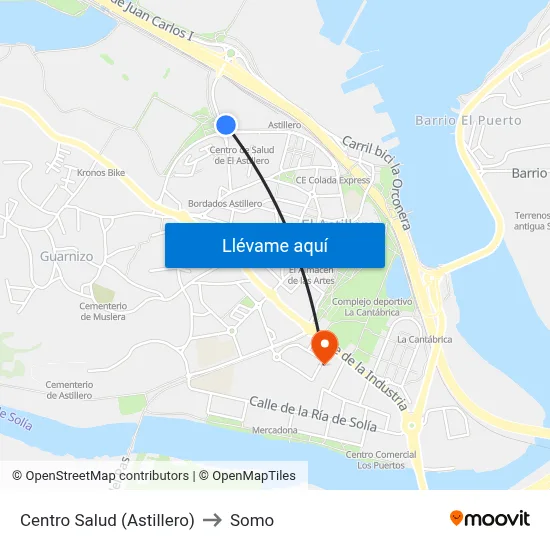 Centro Salud (Astillero) to Somo map