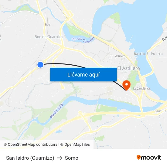 San Isidro (Guarnizo) to Somo map