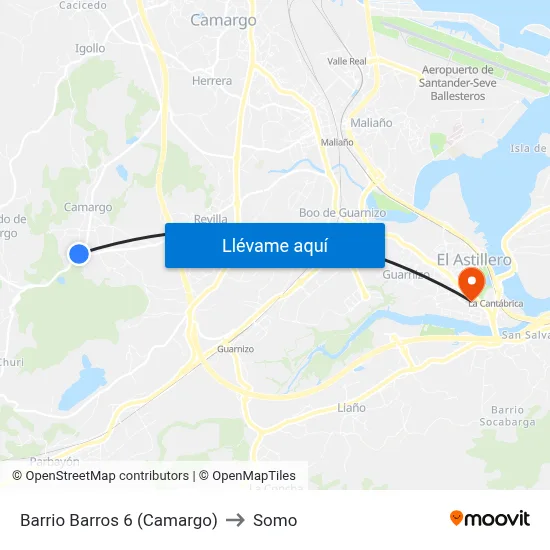 Barrio Barros 6 (Camargo) to Somo map