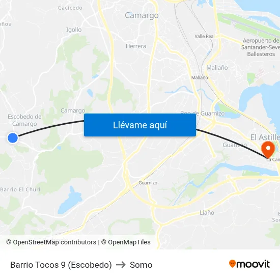 Barrio Tocos 9 (Escobedo) to Somo map