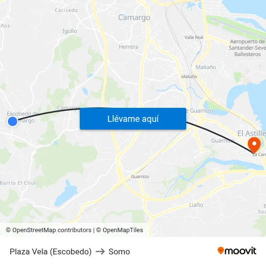 Plaza Vela (Escobedo) to Somo map
