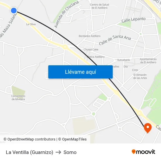 La Ventilla (Guarnizo) to Somo map