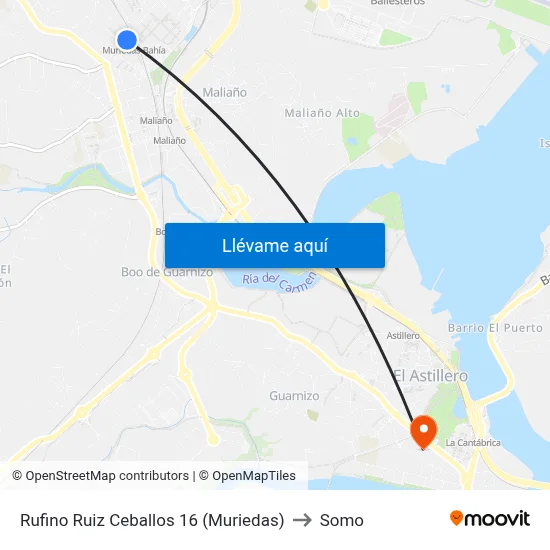 Rufino Ruiz Ceballos 16 (Muriedas) to Somo map