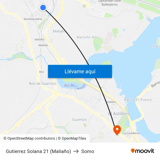 Gutierrez Solana 21 (Maliaño) to Somo map