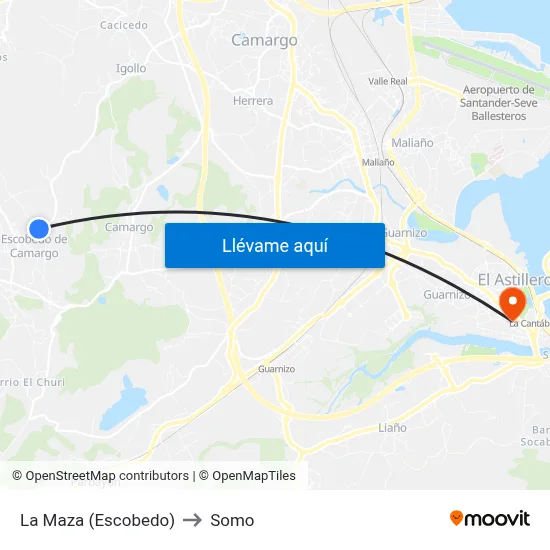 La Maza (Escobedo) to Somo map