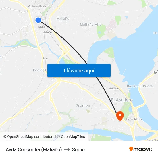 Avda Concordia (Maliaño) to Somo map