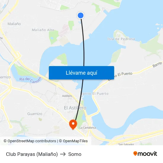 Club Parayas (Maliaño) to Somo map