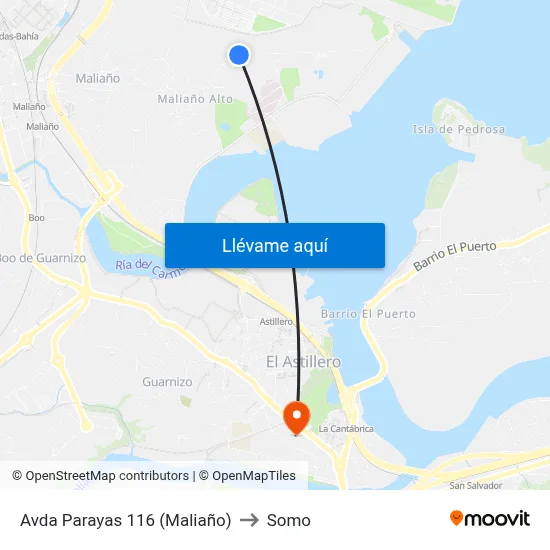 Avda Parayas 116 (Maliaño) to Somo map