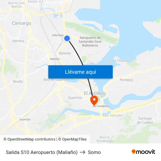 Salida S10 Aeropuerto (Maliaño) to Somo map