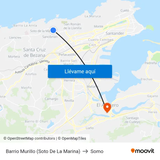 Barrio Murillo (Soto De La Marina) to Somo map